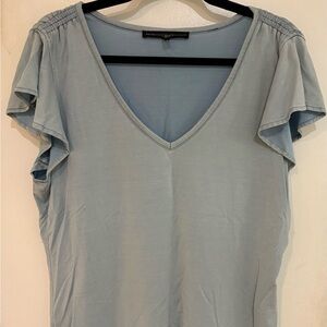 White House Black Market Light Blue V-Neck Top